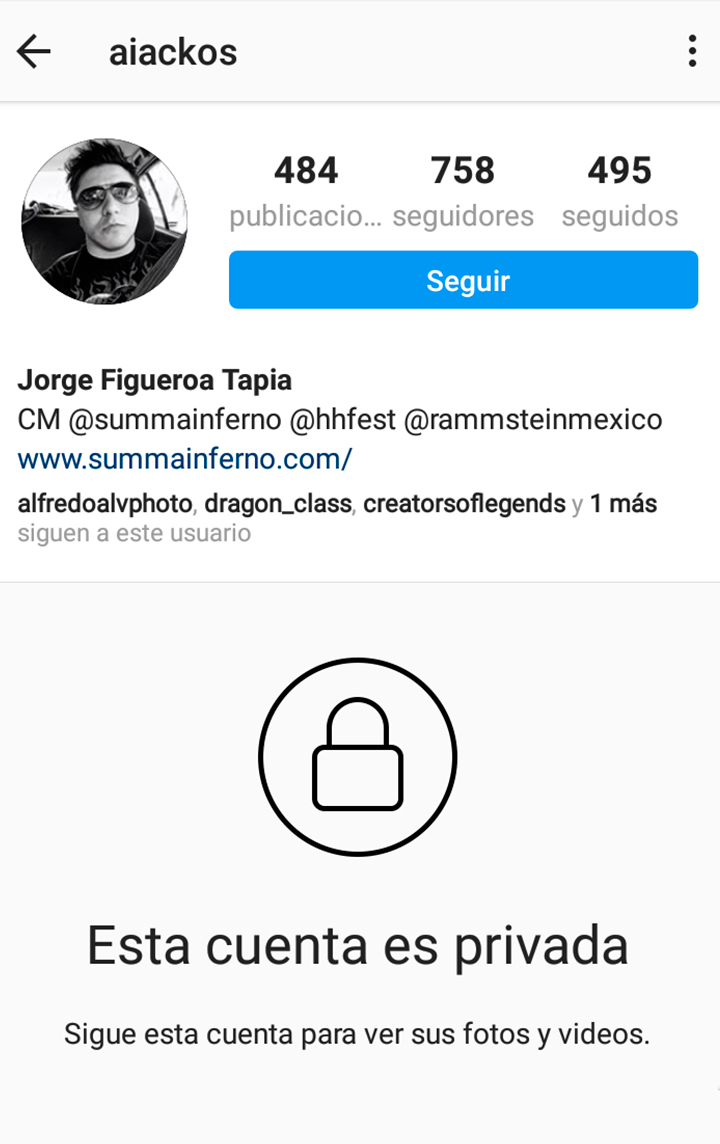 Cuenta de Instagram de Jorge Figueroa Tapia