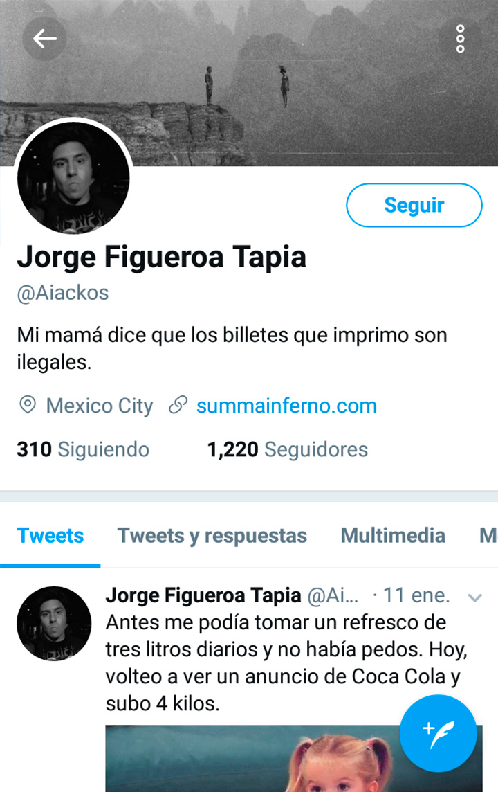 Cuenta de Twitter de Jorge Figueroa Tapia