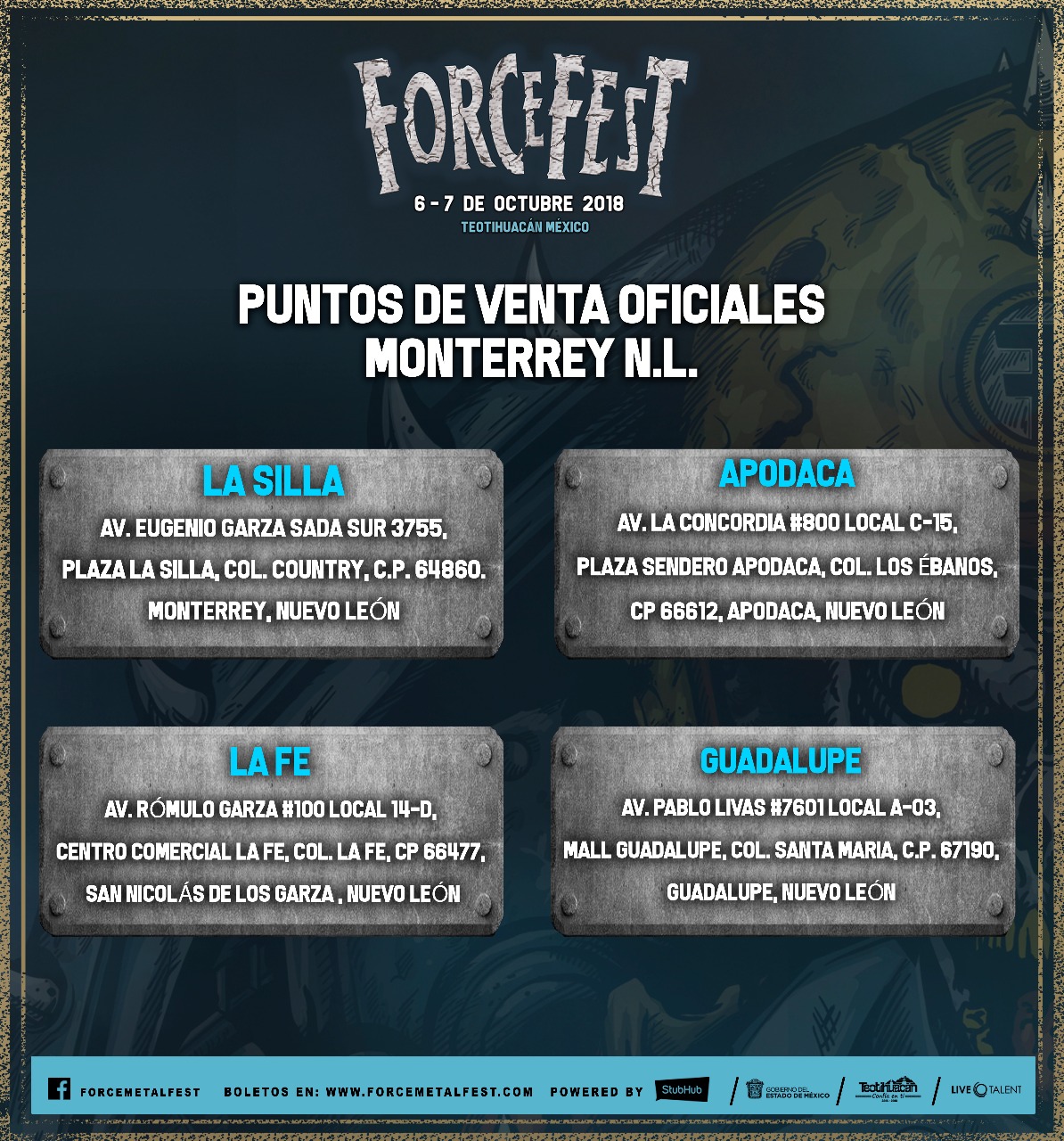 Force Fest 2018 Puntos de venta Monterrey